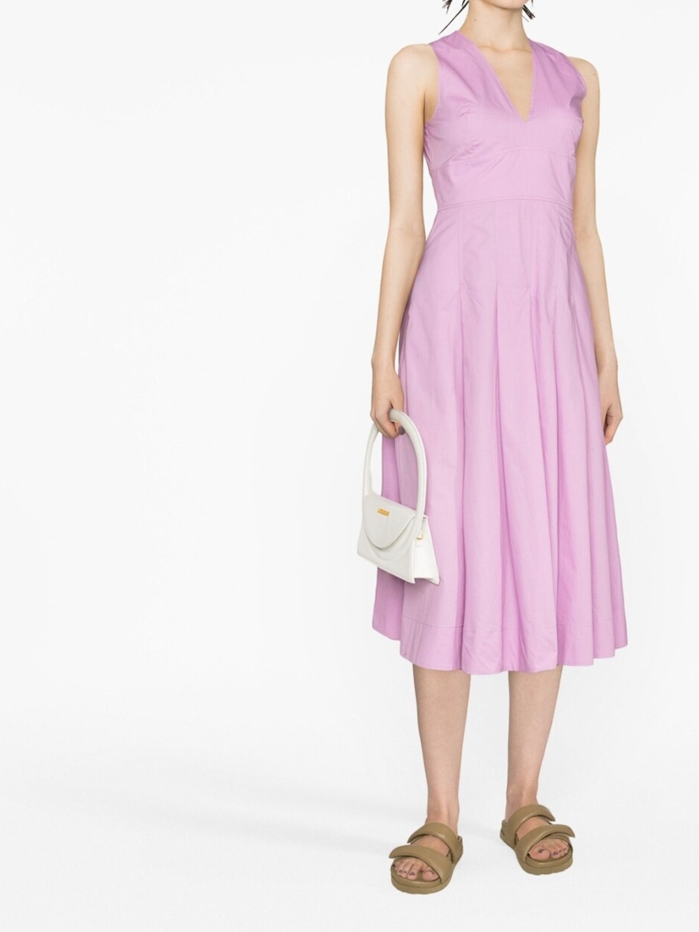 Pinko Adorato Abito Popeline Orchid Pink/Purple Midi Dress Pleated Size US 6